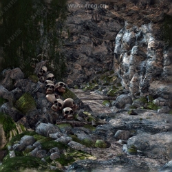 骷髅洞穴山洞演示场景3D模型合集