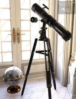 逼真牛顿反射望远镜道具3D模型