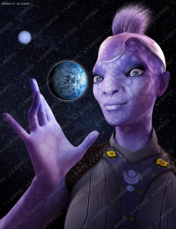 紫色斑点皮肤勇度发型外星女性角色3D模型