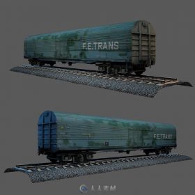 货运火车车厢3D模型