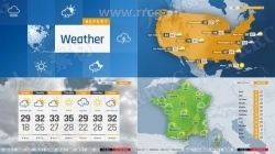 世界天气预报广播新闻图形展示动画AE模板
