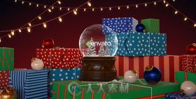 美丽的圣诞水晶球展示幻灯片AE模板 Videohive Christmas Snow Globe 18849550