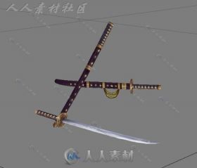 超逼真锋利的日式军刀3D模型