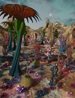 15种颜色鲜艳虚拟外星植物3D模型