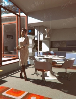70年代复古未来主义风格明亮室内设计3D模型合集
