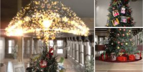 美丽的圣诞树照片墙幻灯片相册动画AE模板 Videohive Christmas Tree 6341620