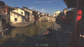 中国江南水乡黛瓦古镇风景实拍视频素材