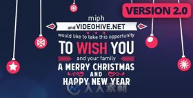 时尚超酷的圣诞问候字体排版展示幻灯片AE模板 Videohive Christmas Typography 358...