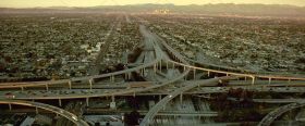 航拍城市公道高架立交桥上的车流高清实拍视频素材