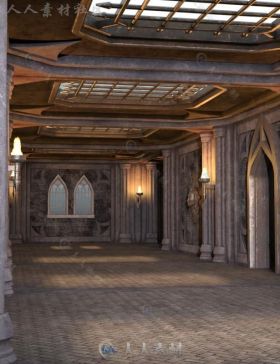 幻想黑暗主题模块化宫殿3D模型合辑