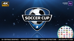 创意精美世界杯国际足球电视频道特效动画AE模版