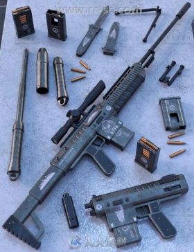 现代狙击步枪手枪警棍和突击步枪武器道具3D模型合辑