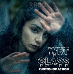 湿玻璃雨天效果冷色调人像艺术图像处理特效PS动作