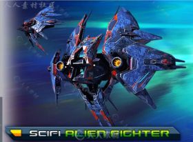 科幻外星人战斗机3太空车辆D模型Unity游戏素材资源