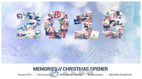 美丽的粒子飞行照片散落幻灯片AE模板 Videohive Memories Christmas Opener 13750...