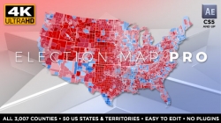 美国彩色完整选举地图投票电视栏目AE模版
