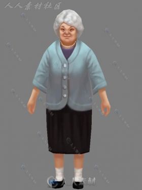 和蔼慈祥的老奶奶角色3D模型