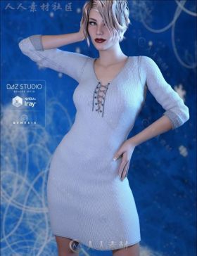 女性性感优雅简约的针织连衣裙服装3D模型合辑