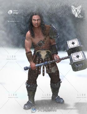 野蛮酋长战士的野蛮装甲与重锤3D模型合辑