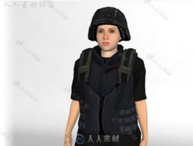 女士兵人类人形生物角色3D模型Unity游戏素材资源