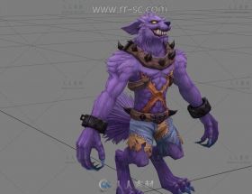手绘紫色狼人3D模型