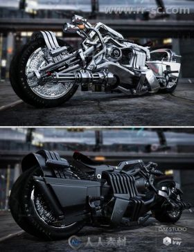 超炫酷金属风格摩托3D模型合辑