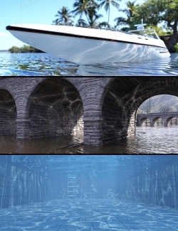 水上场景反光效果投射光源3D模型合集