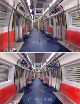 地铁列车车厢场景环境和人物姿势3D模型合辑