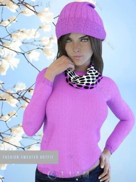 女性美丽搭配的帽子围巾毛衣3D模型合辑