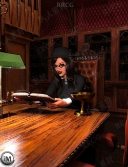 哥特式图书馆女性阅读姿势3D模型合集