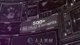 500多款炫酷高科技三维界面动画元素展示幻灯片AE模板Videohive 500+ 3D HUD Eleme...