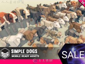 简单的立方体卡通狗哺乳动物角色3D模型Unity游戏素材资源