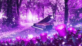 唯美浪漫森林钢琴紫色高端LED背景视频素材