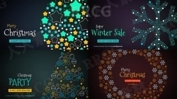 时尚欢乐圣诞主题平面图形文本展示动画AE模板
