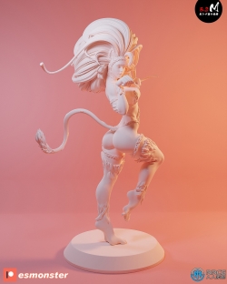 猫娘猫女恶魔战士游戏角色菲莉西亚雕塑3D打印模型