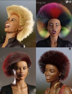 非洲女性奇特夸张发型3D模型合集