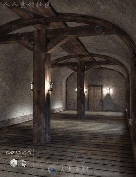 幻想完整的中世纪大厅场景环境3D模型合辑