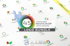 45款多彩LOGO展示合辑PSD模板CM - 45 Multicolor Logos Bundle 712092
