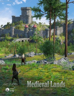 中世纪城堡灌木郁郁葱葱小岛3D模型