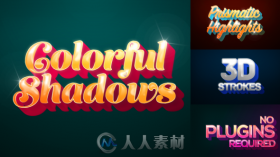 时尚多彩阴影文字效果动态标题展示AE模板Videohive Colorful Shadows - Motion Ti...