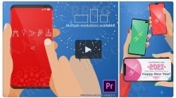 手机移动端卡通新年开场展示动画PR模板