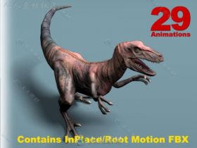 晚白垩纪的速龙恐龙爬行动物角色3D模型Unity游戏素材资源
