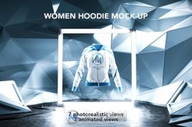 女性带帽外套卫衣展示PSD模板Women Hoodie Mock-up Animated shots