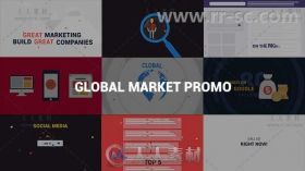 网络购物视频解说宣传介绍MG动画产品营销AE模板Videohive Global Market Promo 13...