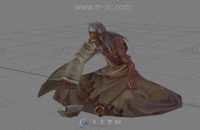武侠游戏中的老乞丐3D模型