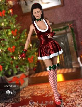 美丽性感的圣诞女性礼服3D模型合辑