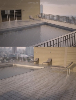 典雅奢华干净别墅泳池室内设计3D模型合集