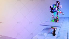 彩色凌乱丝带酷炫动感机器人舞蹈背景视频素材