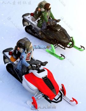 豪华气派的雪地摩托3D模型合辑