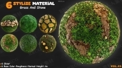 6组高质量草与石PBR材质UE游戏素材